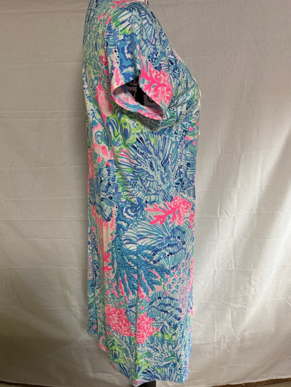 Lilly Pulitzer Brewster Shift Blue Tropical Print Dress with White Lace Trim - Picture 5 of 10